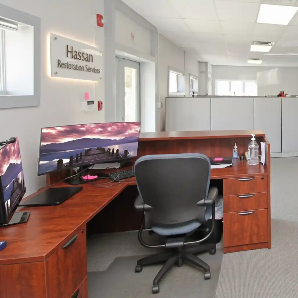 Hassan Restoration Services office interior in Phillipsburg, NJ