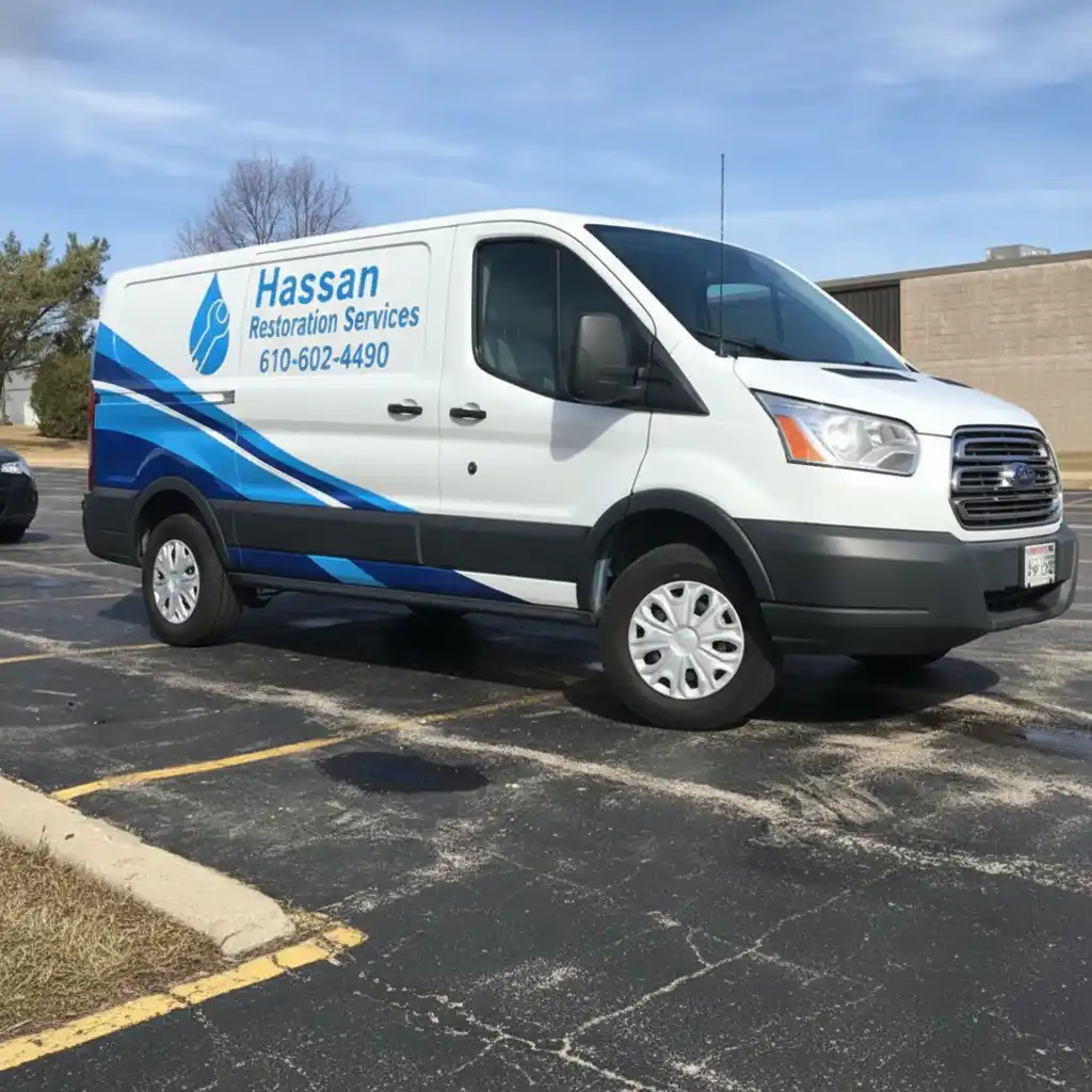 Hassan Restoration Services company vehicle ready for emergency water extraction in Phillipsburg